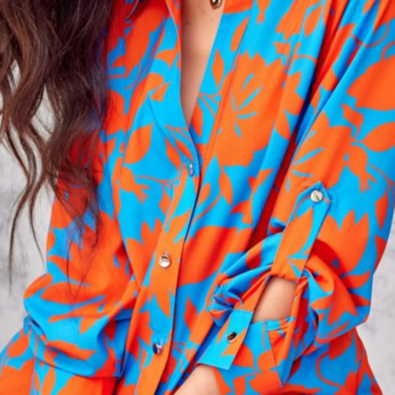 Рубашка женская однобортная с длинным рукавом элегантный топ свободного покроя