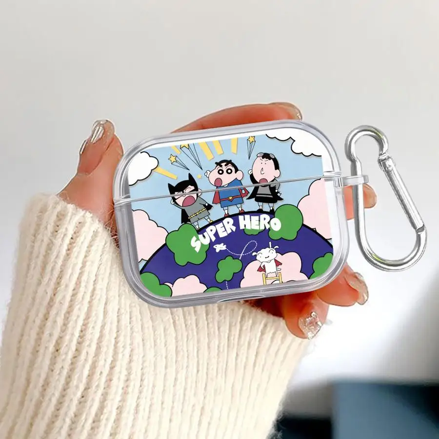Фото Милые прозрачные чехлы для наушников C-Crayon Shin-Chans для Airpods 2 3 4 Pro2 Pro 1 Pro3 №5