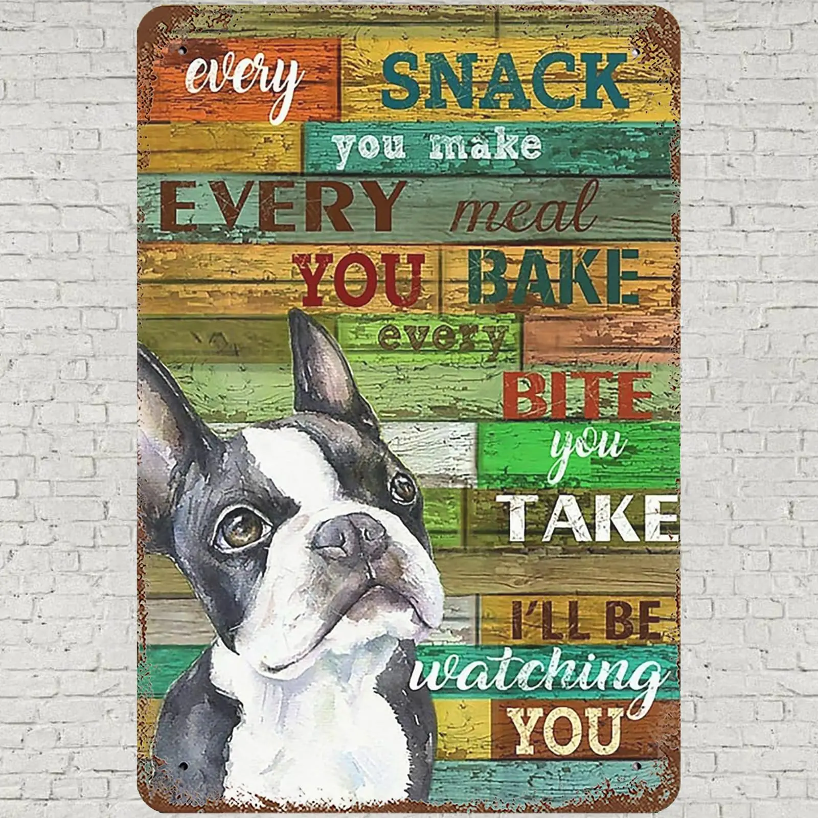 Винтажный металлический жестяной знак 8x12 забавный Бостон терьер настенный