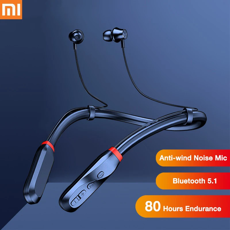 

XIAOMI 80 Hour Playback Bluetooth Headphones Bass Wireless Earphones Neckband 5.1 Headphone with Mic Sport Music Headset Stereo