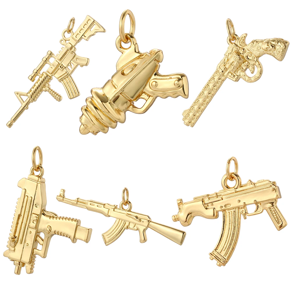 

Punk Gun Gold Color Charms for Jewelry Making Supplies Hip Hop Dijes Dangle Charm Diy Earring Necklace Bracelet Accessories
