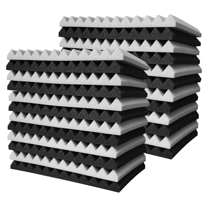 

Promotion! 24 Pcs Acoustic Foam Board,Studio Wedge Tile,Acoustic Foam Soundproof Pyramid Studio Treatment Wall Panel 2.5X30X30cm