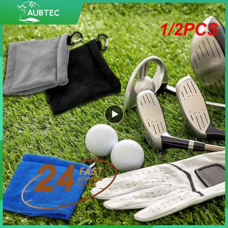 

1/2PCS Square Microfiber Golf Ball Cleaning Towel with Carabiner Hook Water Absorption Clean Golf Club for Head Wipe Cloth Clea