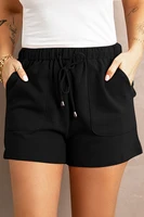 2022summer women fashion new casual pants solid color new high waist straight drawstring loose shorts