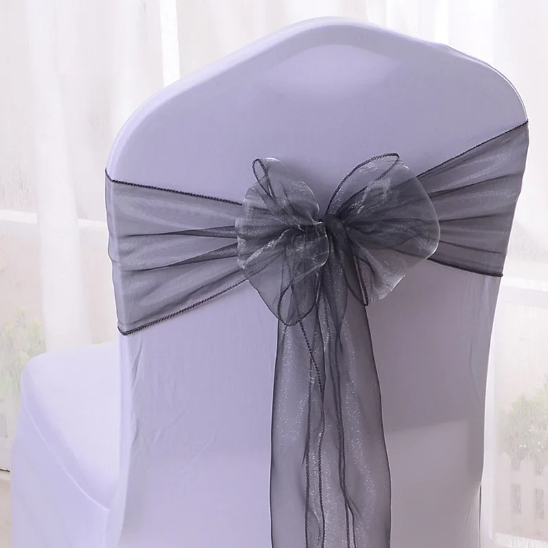 

DBT67|Ribbons Seat Back Streamers Bows Colorful Hotel Wedding Chair Covers 2022