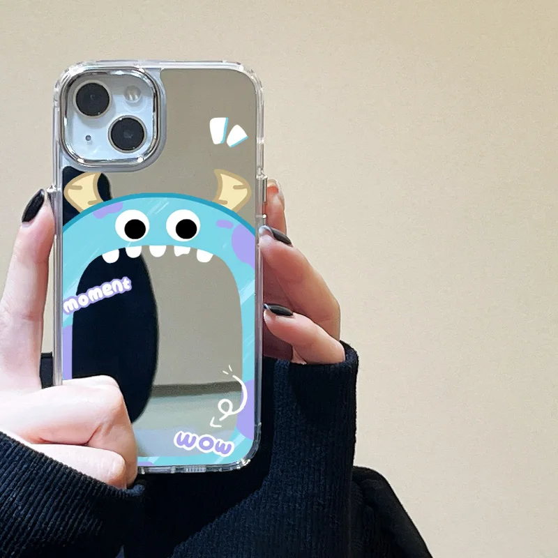 

Cute Monster Make Up Mirror Phone Case For iPhone 11 Pro Max Case iPhone 14 13 12 Pro Max X XR XS Shockproof Soft Silicone Cover