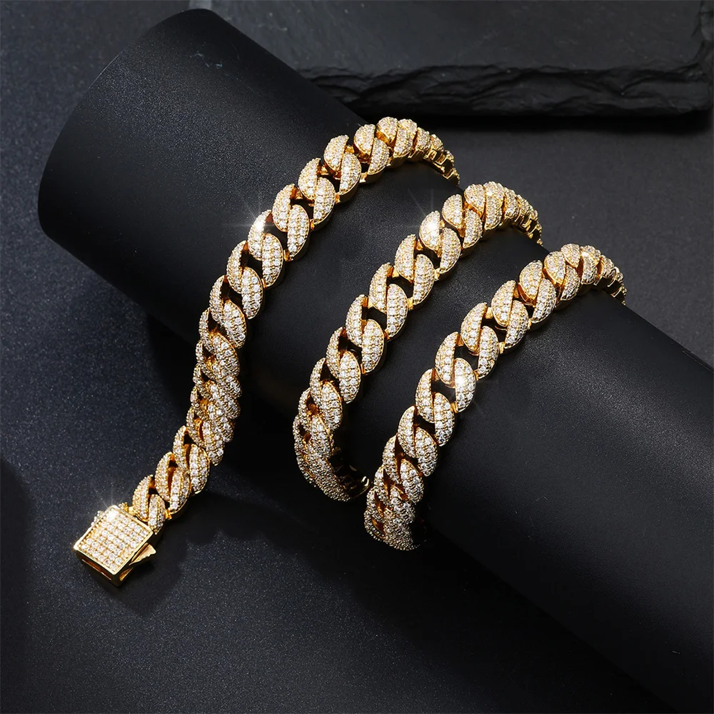 Цепочка Из кубинской цепи Майами мужская сверкающее ожерелье в стиле хип-хоп 9 мм