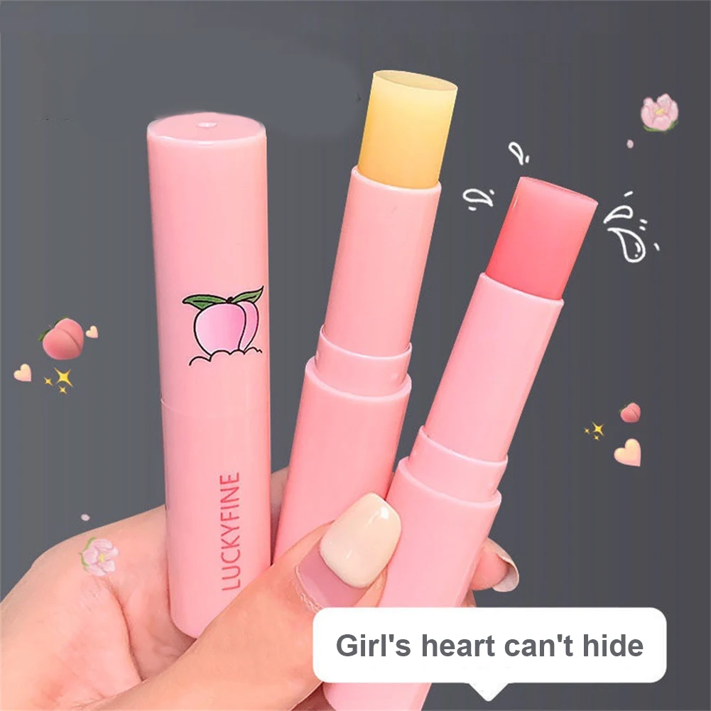 

1/2PCS Natural Peach Lip Balm Long-lasting Moisturizing Lipstick Temperature Change Color Lipstick Anti-drying Hydration Lip