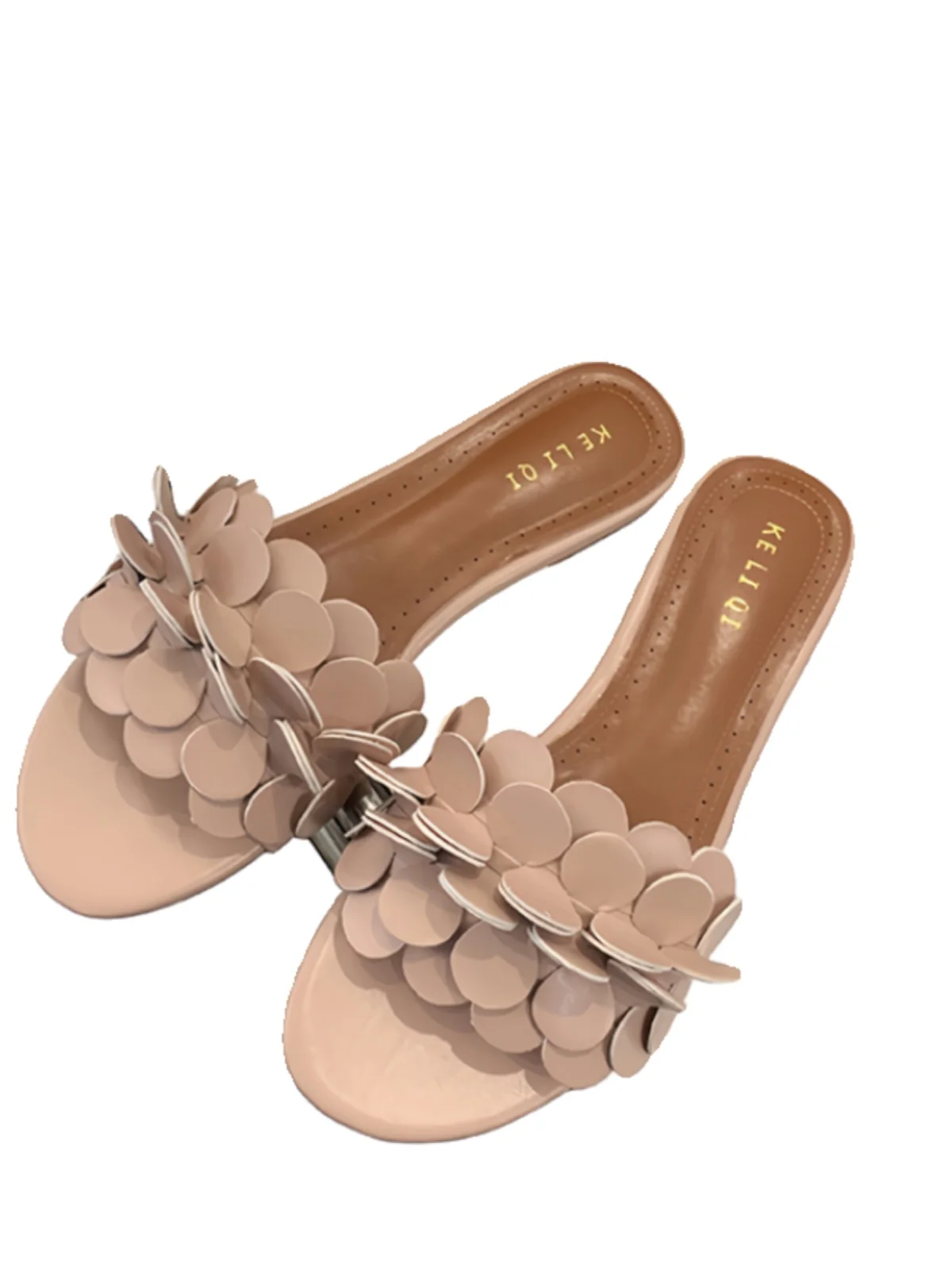 Female Shoes Womens Slippers Outdoor Flower Luxury Slides Low 2024 Silver Flat Designer Scandals PU Floral Fabric Hoof Heels Rub