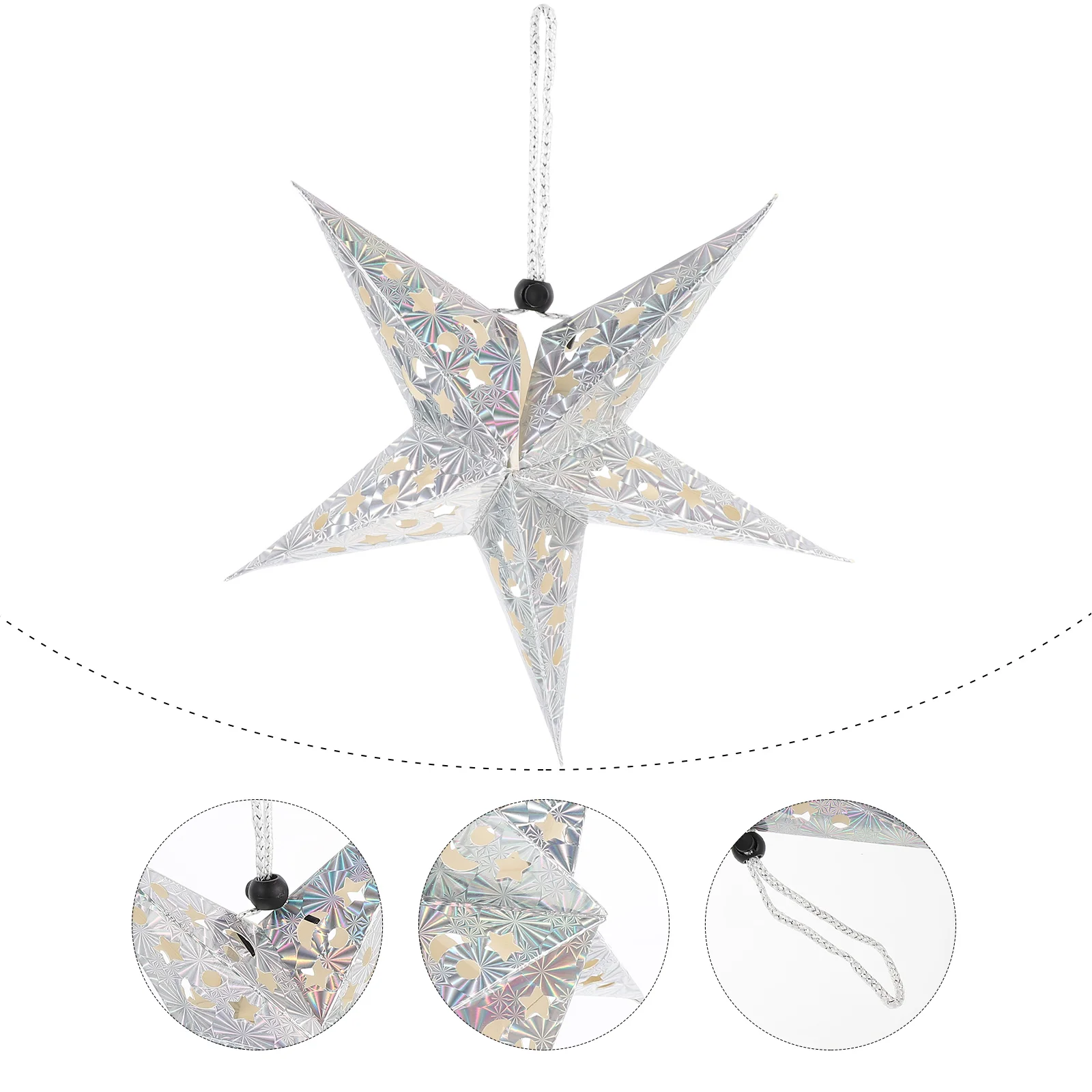 

Star Paper Lampshade Lantern Christmas 3D Hanging Lamp Five Point Stars Shade Pentagram Out Ceiling Hollow Decorations Garland
