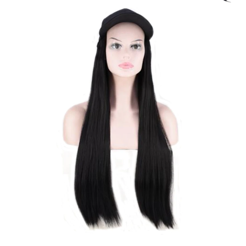 

JOY&BEAUTY Long Natural Straight Wig High Temperature Fiber Black Brown Synthetic Extension Hair Integrate Cap With Hair