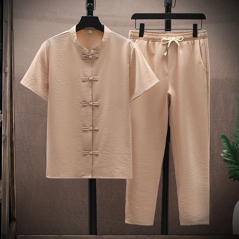 Футболка и брюки в китайском стиле с коротким рукавом