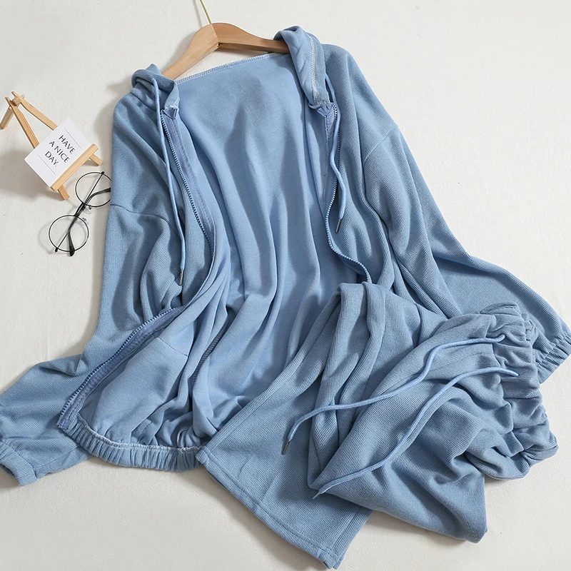 

Vitality Sports Suit Women's 2022 Autumn New Hooded Sweater Coat Top High Waist Casual Long Pants 2 Piece Set