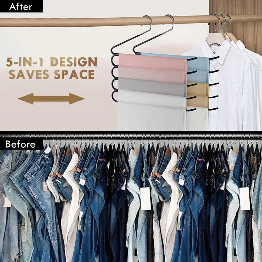 

Skirt Hanger 5-tier Storage Pants Hanger Multifunctional Closet Organizer for Wrinkle-free Space-saving Storage of Scarves Jeans