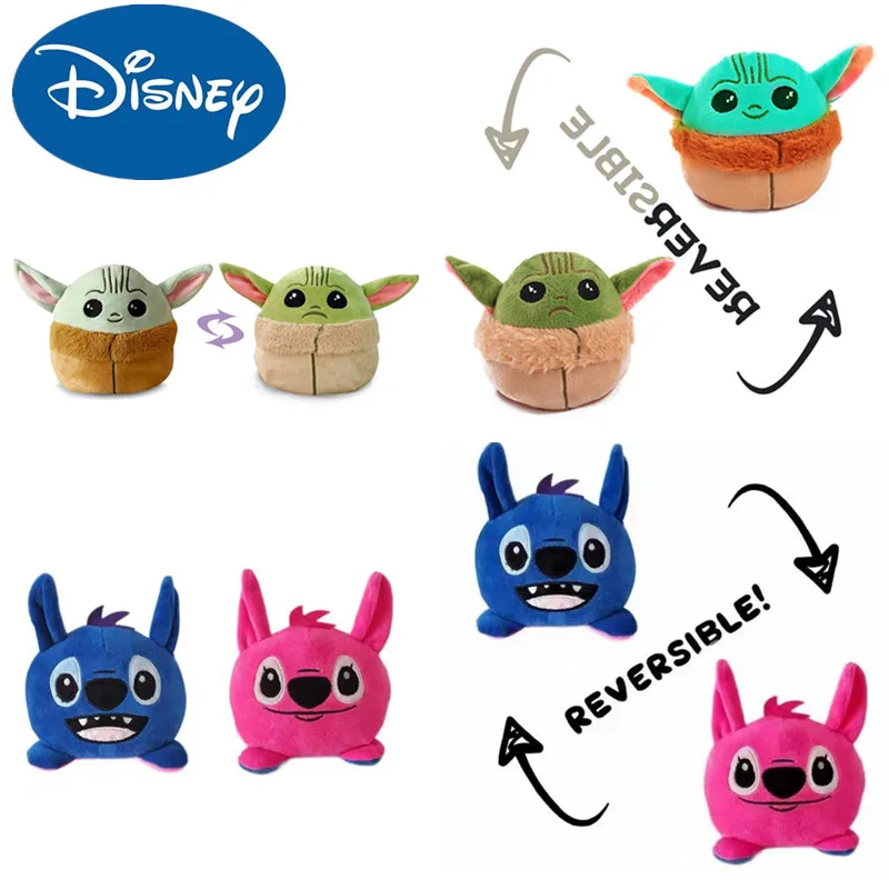 

Disney Yoda Детская плюшевая игрушка, мультяшная двухсторонняя флип-фигурка, двухсторонняя Мягкая кукла, милые игрушки из Звездных войн, детский...