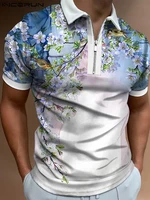 casual well fitting new men short sleeve flower shirts stylish male printing lapel collar zipper blouse s 3xl incerun tops 2022