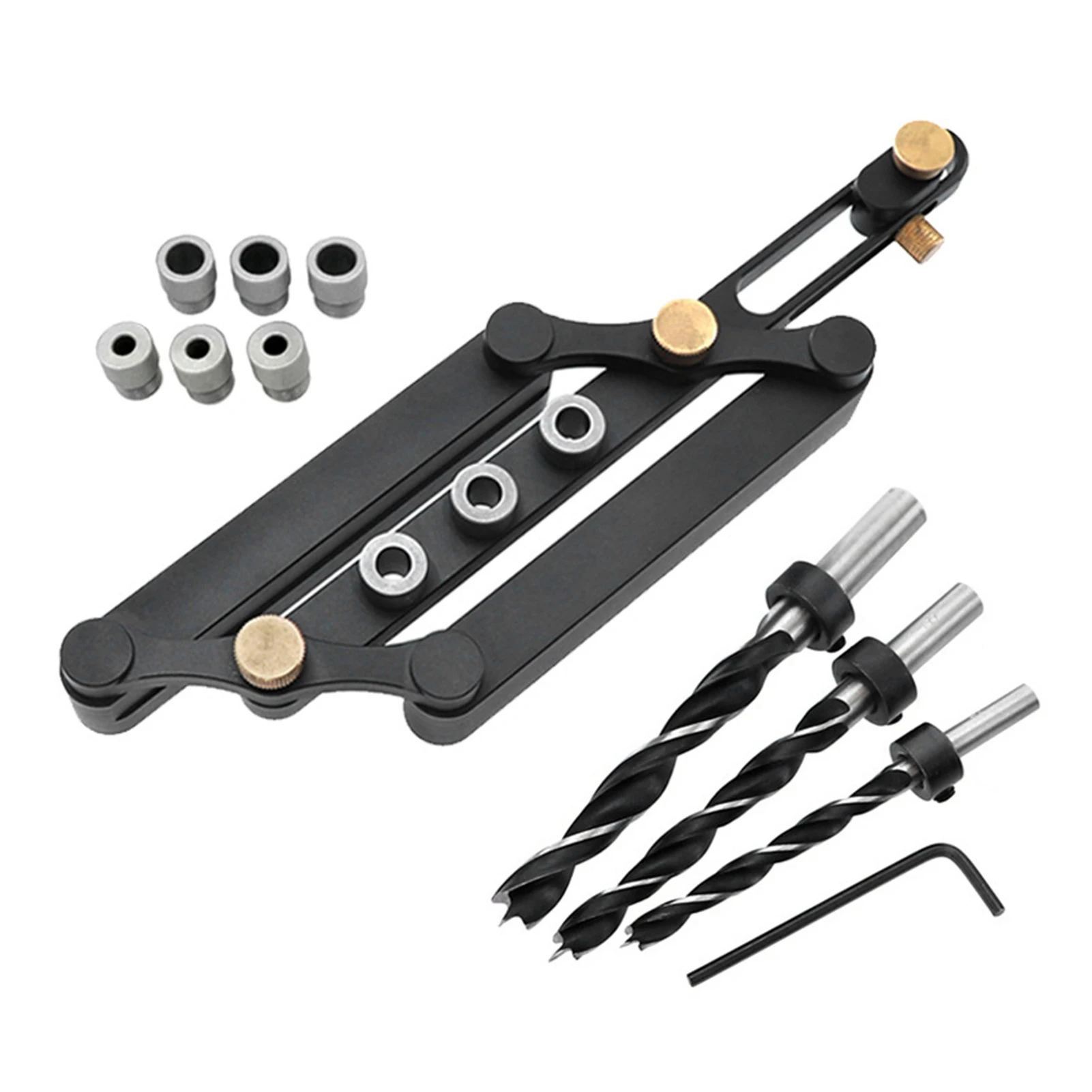 

Home Punch Locator Dowelling Jig Set Self Centering Carpentry DIY 6 8 10mm Bushings Drill Guide Aluminum Alloy Woodworking Tool
