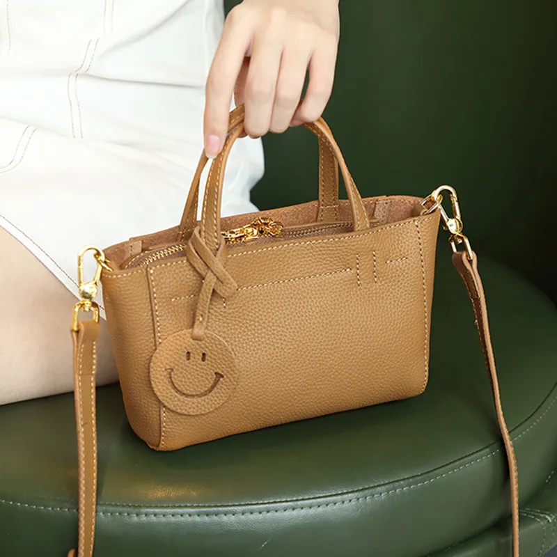 

New Top Layer Leather For Female Luxury Brand Tote Bag Fashion Flap Handbag Women Simple Crossbody Bags Young Retro Shoulder Bag