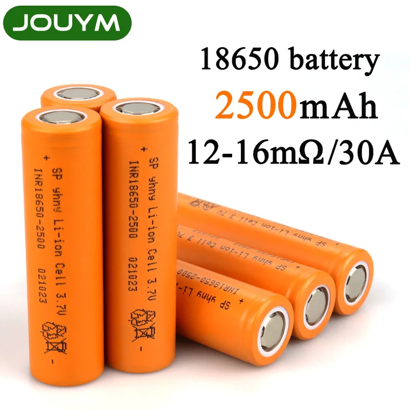Аккумулятор JOUYM 18650, 3,7 в, 2500 мАч, ток разряда 30 А, литий-ионные Силовые батареи для шуруповерта Аккумулятор JOUYM 18650, 3,7 в, 2500 мАч, ток разряда 30 А, литий-ионные Силовые батареи для шуруповерта