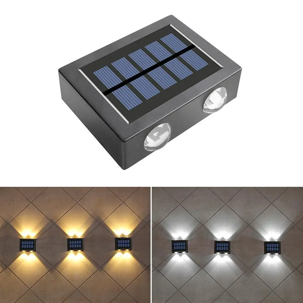 

2pcs Solar Wall Lamp 2 Colors Outdoor Waterproof Up Down Luminous Night Light For Garden Courtyard