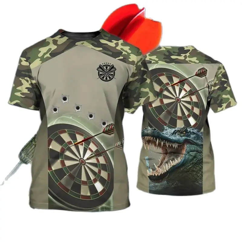 

Summer Men's Darts T-shirt 3D Three-dimensional Printed Short Sleeve Fashion O Neck Loose Casual Street Sports Cool Quality Top