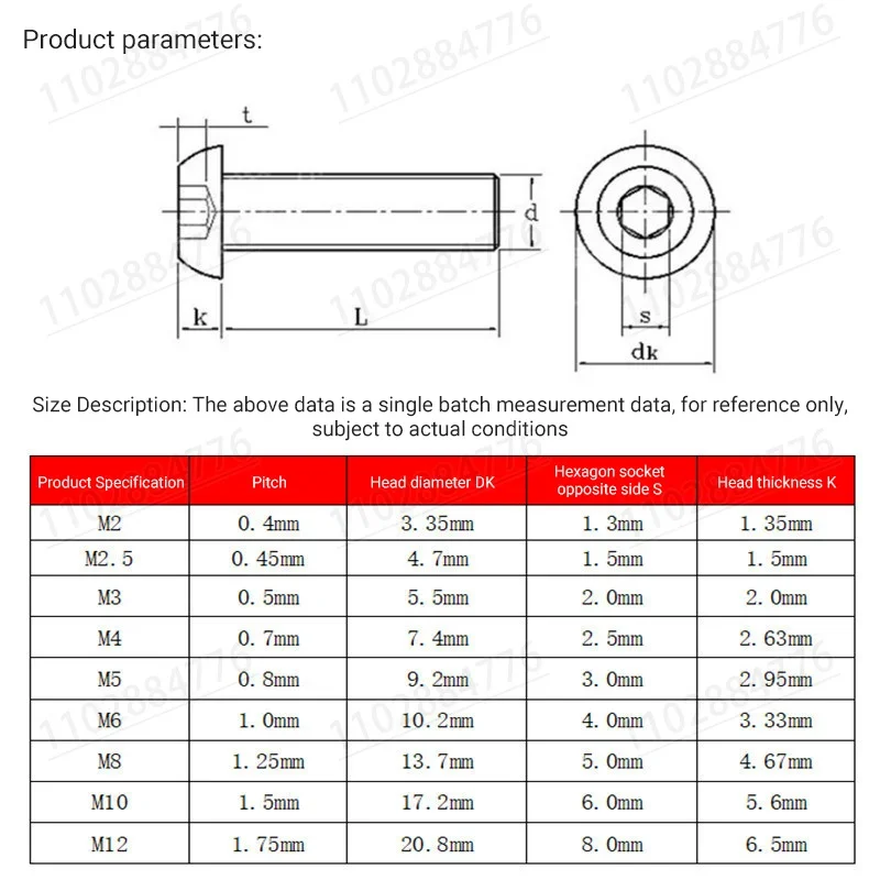 304 GB7380 A2-70 Болты с шестигранной головкой из нержавеющей стали ISO7380 Сырная головка L