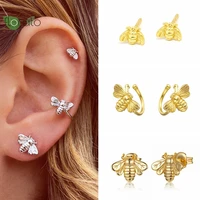 925 sterling silver needle premium vintage gold earrings for women bee delicate stud earrings wedding party luxury jewelry gifts