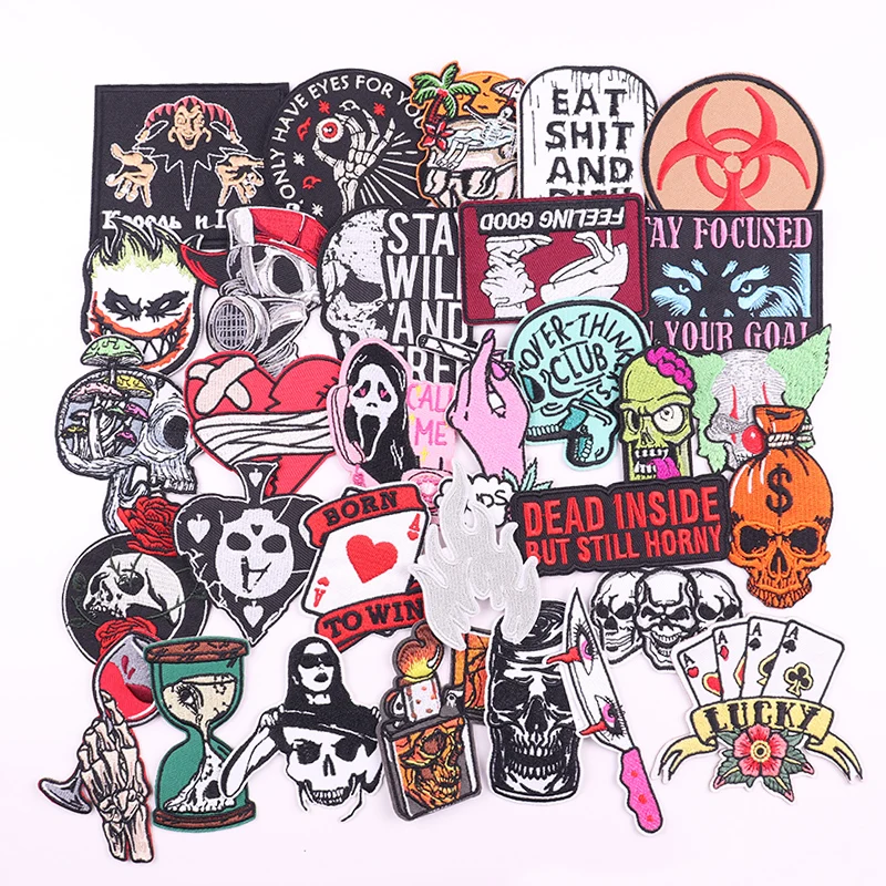 Нашивка с вышивкой Born To Win сделай сам песочные часы и Ужасный Череп термоклейкие