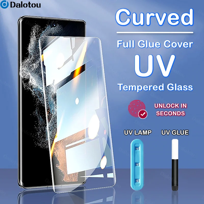 

UV Tempered Glass For Samsung Galaxy S22 Ultra S21 S20 FE Screen Protector On S10 S10E S8 S9 Note 20 10 9 8 Plus Protective Film