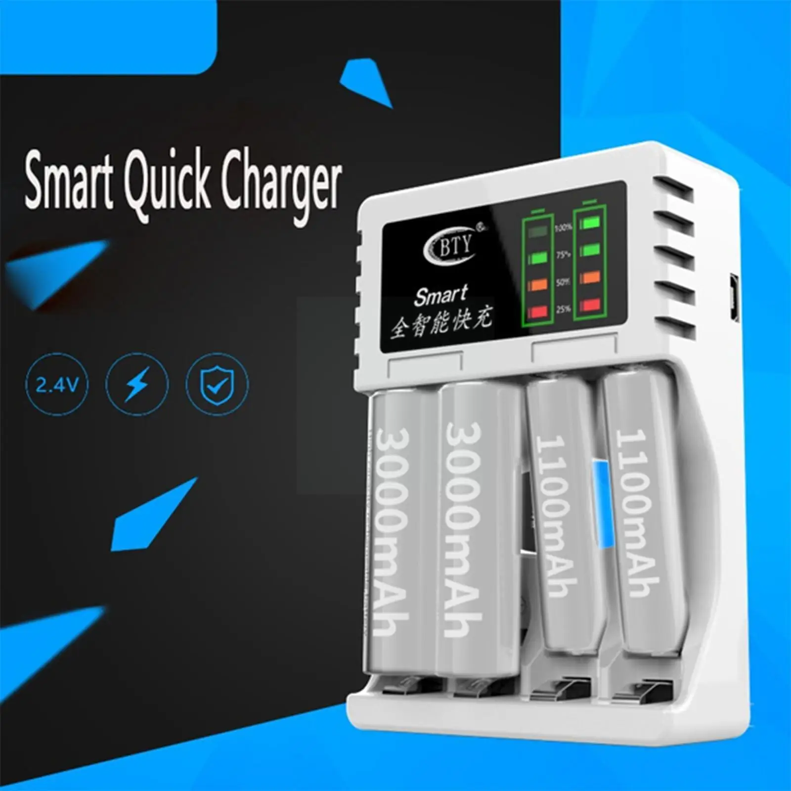 

Four Slot Charger Intelligent Fast Charger Intelligent Fast Led Charger For Aa Aaa Ni-mh Ni-cd Rechargeable Battery Accesso N2g1