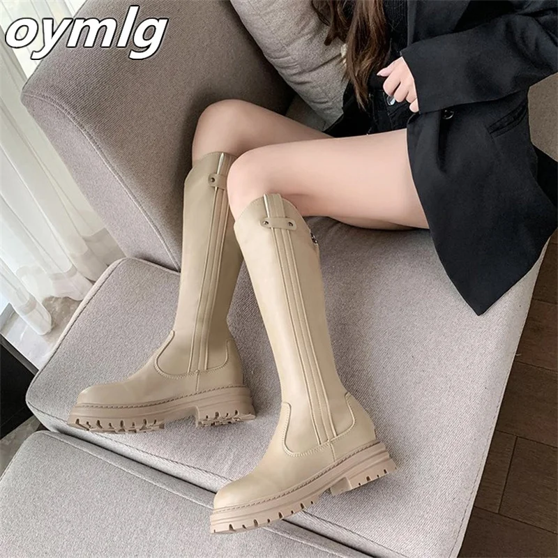 2022 autumn new muffin thick sole boots women's rear zipper elastic rider boots wholesale knee high boots women designer