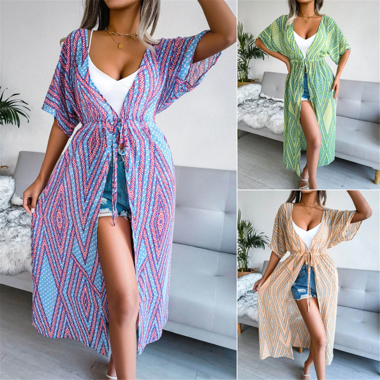 

Яркая торговля, кардиган, женское платье, длинная рубашка с принтом, женский кардиган на шнуровке, женский короткий кардиган