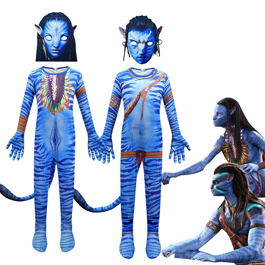 

Avatar:The Way of Water Neytiri Jake Cosplay Anime Halloween Costumes for Kid Bodysuit Zentai Jumpsuits Disguise Party Dress