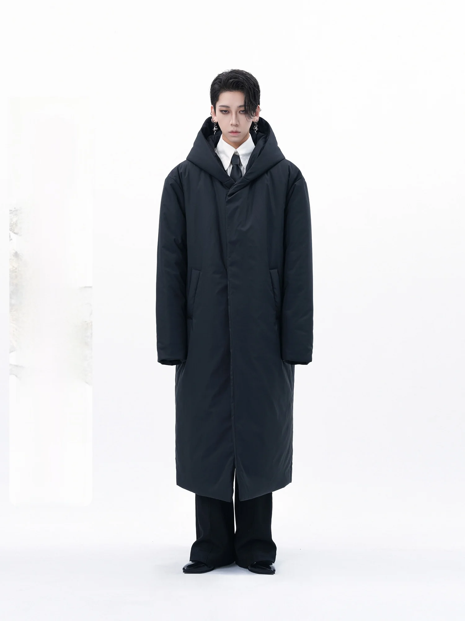 Harh &quotBig Devil Куртка на хлопковой подкладке&quot Оригинальное черное длинное пальто