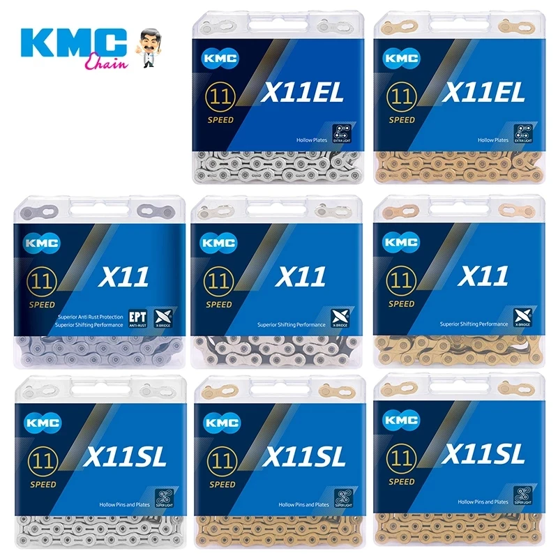 

Оригинальная цепь KMC для горного велосипеда, 11 скоростей X11 X11EPT X11EL X11SL, золотистая/Серебристая цепь для горного и дорожного велосипеда