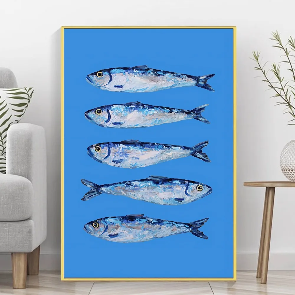 Красочные Sardine &amp Lobster HD Качественный Клейкий Настенный Постер В Стиле Ретро