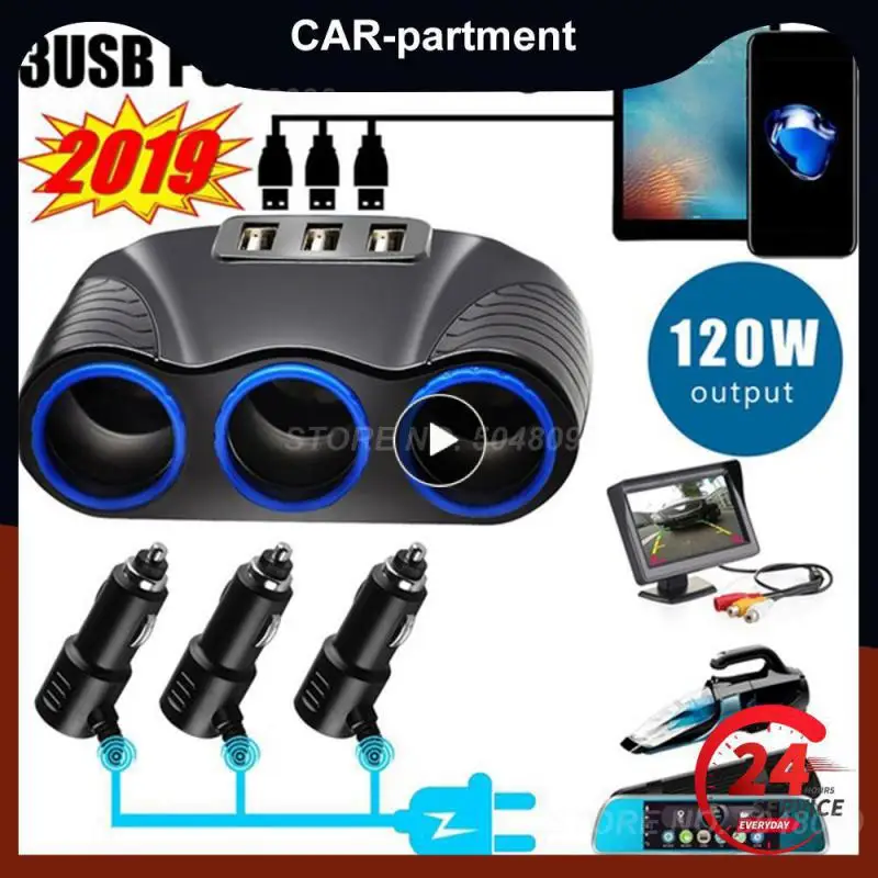 

1~5PCS Car Charger Adapter 120w 12v/24v Power Dc Outlet Splitter Multifunctional Car Charger Universal Cigarette Lighter