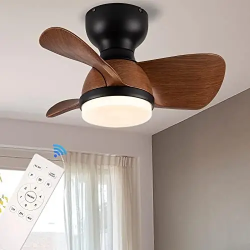 

Fans with Lights Remote Control Reversible,6 Speed 22'' LED Dimming 3 Colors Flush mount Low Profile Fans Lights for Bed Salt wa