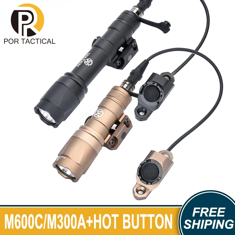

Airsoft Surefir M600 M300 M600C Tactical Flashlight Gun Weapon Scout Light With Hot Button Pressure Switch Fit M-lok Keymod Rail
