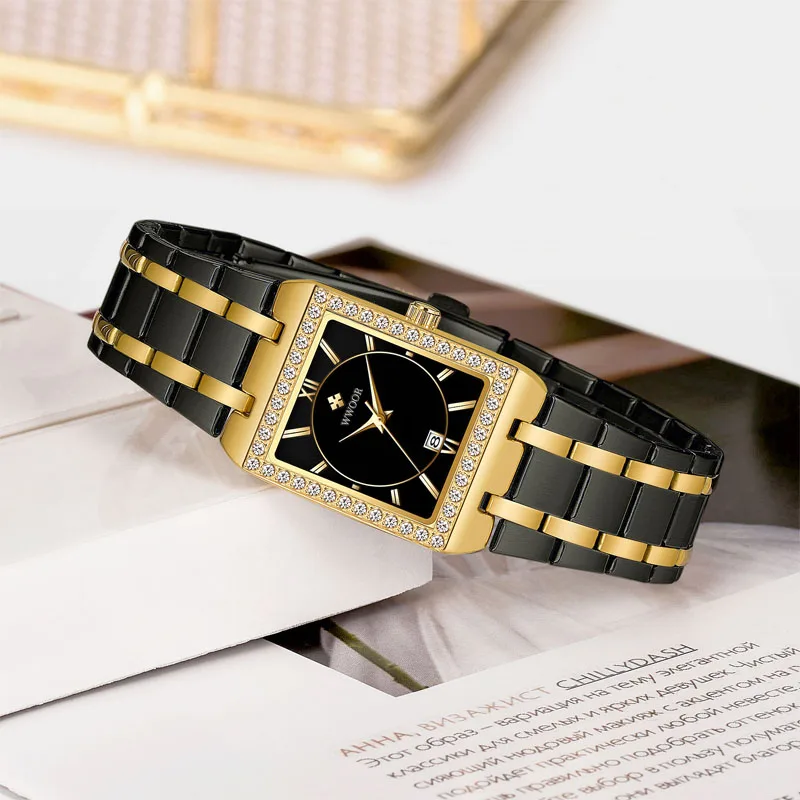 WWOOR Elegant Women Watch Lady Fashion Brand Diamonds Wristwatch Japan Movement Stainless Steel Gift for Female Relogio Feminino