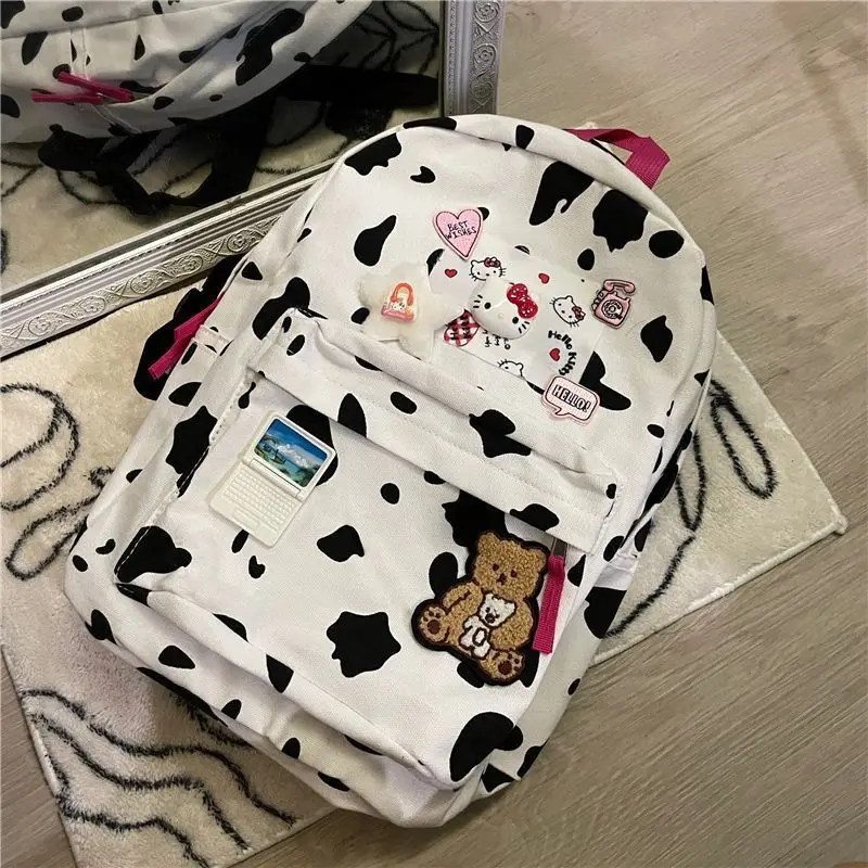 

Sanrio Hello Kitty Y2g Backpacks Cute Girl Cow College Students Bag Mochilas Book bags All-Match Yabi Backpack for Teenage Girls