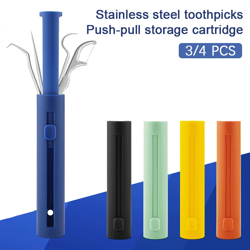 

Dental Floss Toothpick Set Interdental Brush Metal Stainless Steel Cleaning Tooth Flossing Portable Pendant Flossers Oral Care