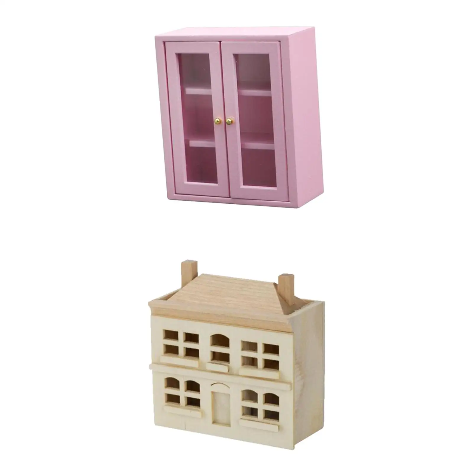 

1/12 Dollhouse Cupboard Cabinet With Villa House for Dollhouse Decor