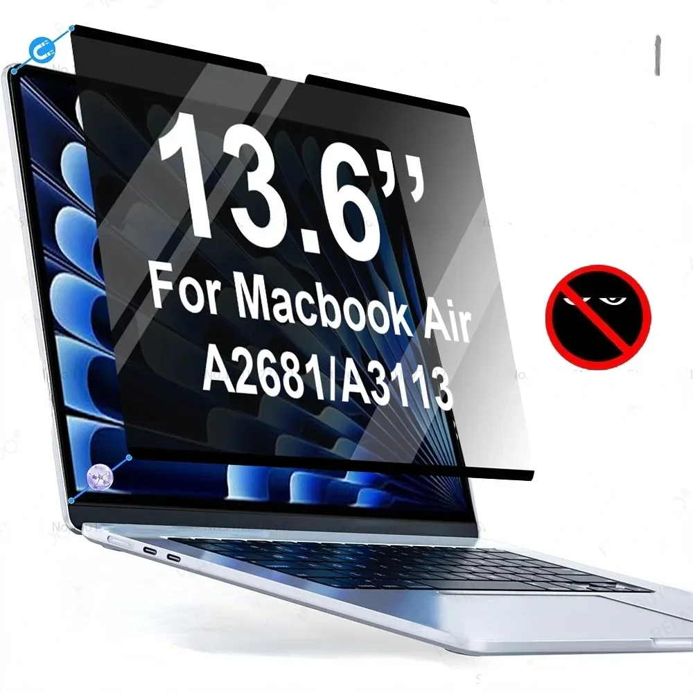 Антибликовая Магнитная Защитная пленка для ноутбука Macbook Air 13 M2 M3 6 дюйма A2681/A3113