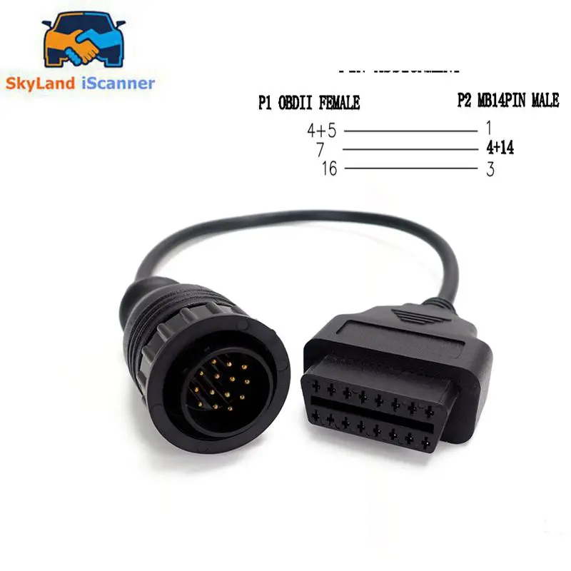 Новинка 16-контактный адаптер для Mercedes BENZ Sprinter с 14 на 16 obdii obd2 obd ii 2 быстрая доставка