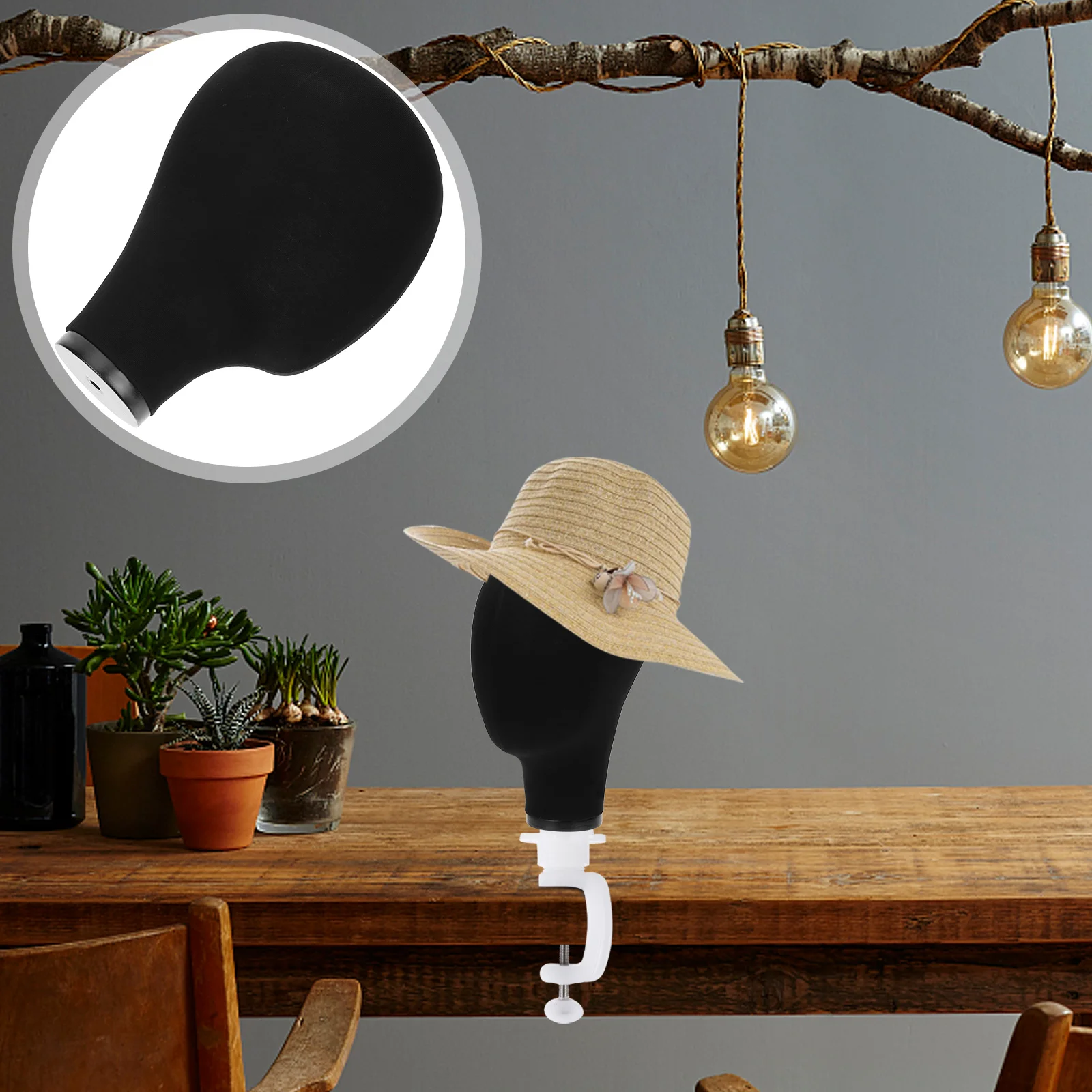 

Head Mannequin Display Model Foam Stand Hat Displaying Canvas Holder Heads Female Cap Stands Making Black Rack Practice Desktop