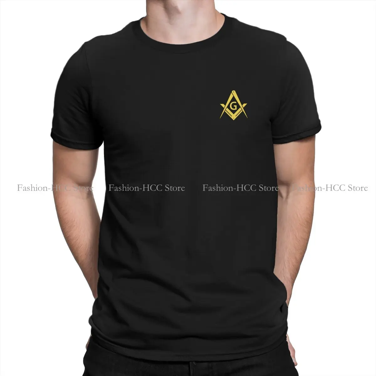 

Freemason Gold Square Compass Polyester TShirt for Men Yellow Basic Summer Tee T Shirt High Quality Trendy
