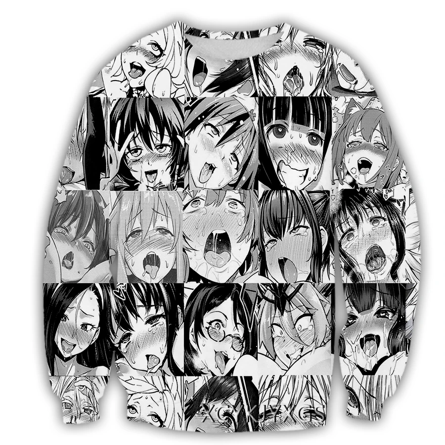 Новый Повседневный Свитшот phechion для мужчин и женщин аниме Ahegao с 3D принтом модная
