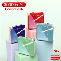 30000mah mini power bank with cable power bank led flashlight power display portable charger for android and apple fast charging