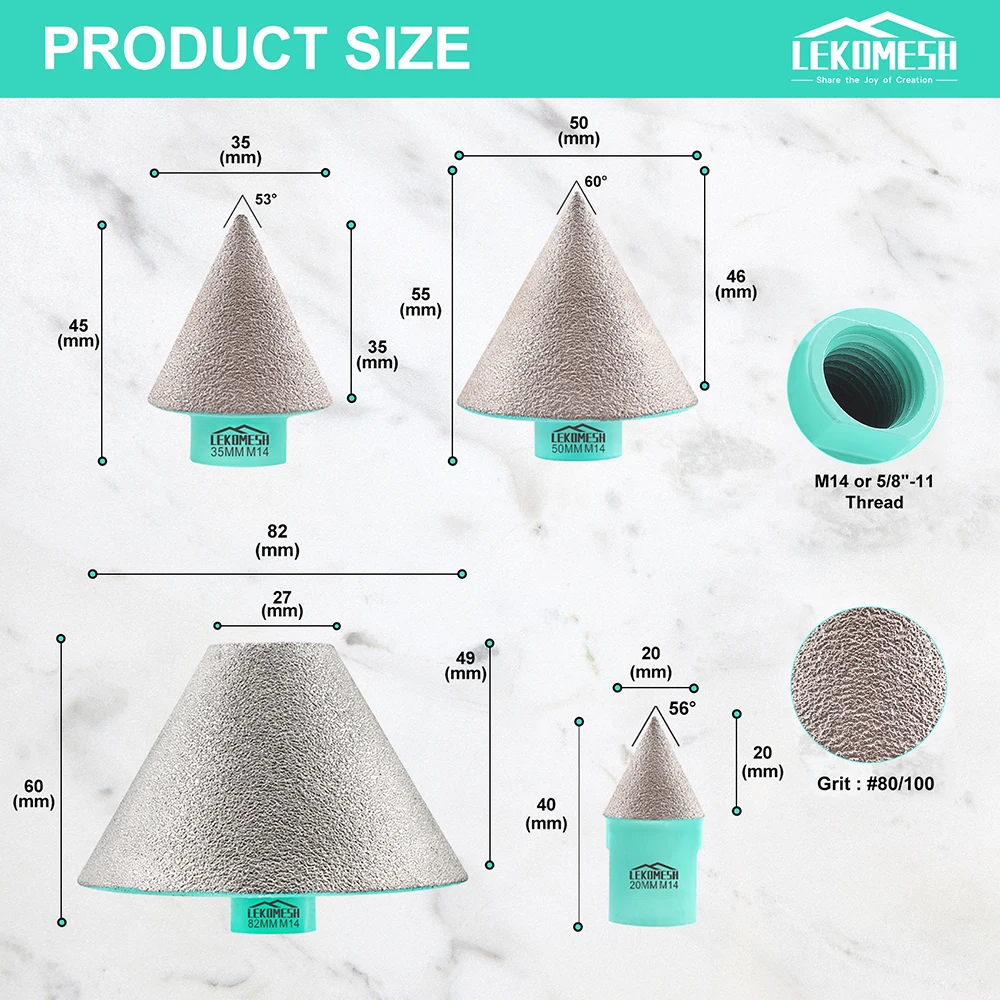 LEKOMESH 1 шт. диаметр 20/35/50/82 мм 5 8-11 резьба алмазные фаски для фрезерной плитки фарфор
